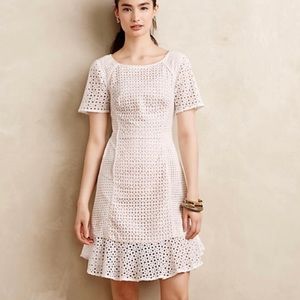 Anthropologie HD in Paris Georgia Eyelet Lace Dress in White size 4